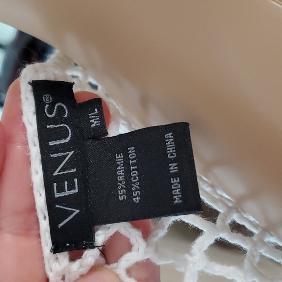 Venus M/L mesh fishnet long sleeve scoopneck sexy top and swim coverup side slit - Picture 5 of 5